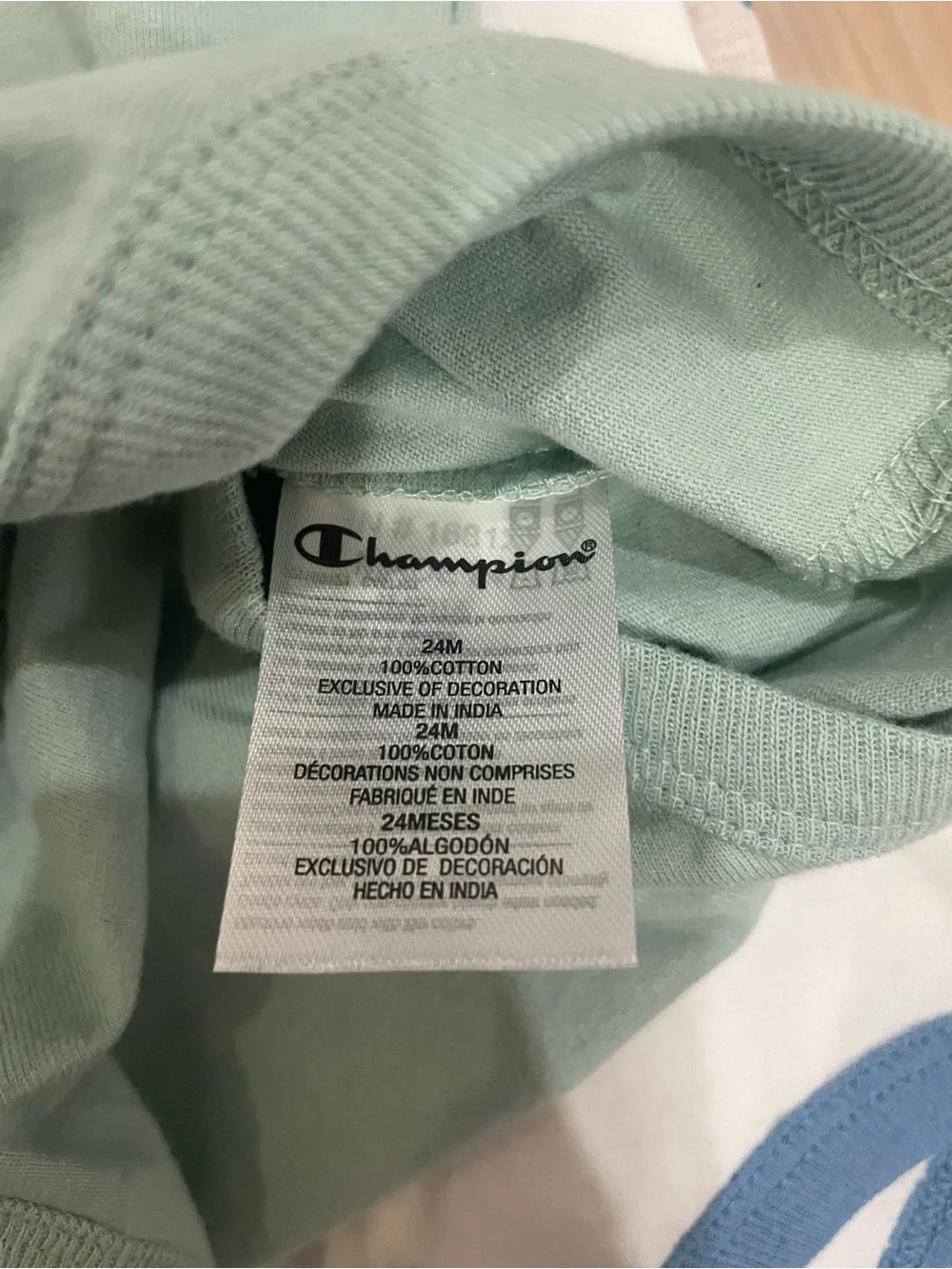 Champion Baby Bodysuit Set in Sage Green, White & Blue